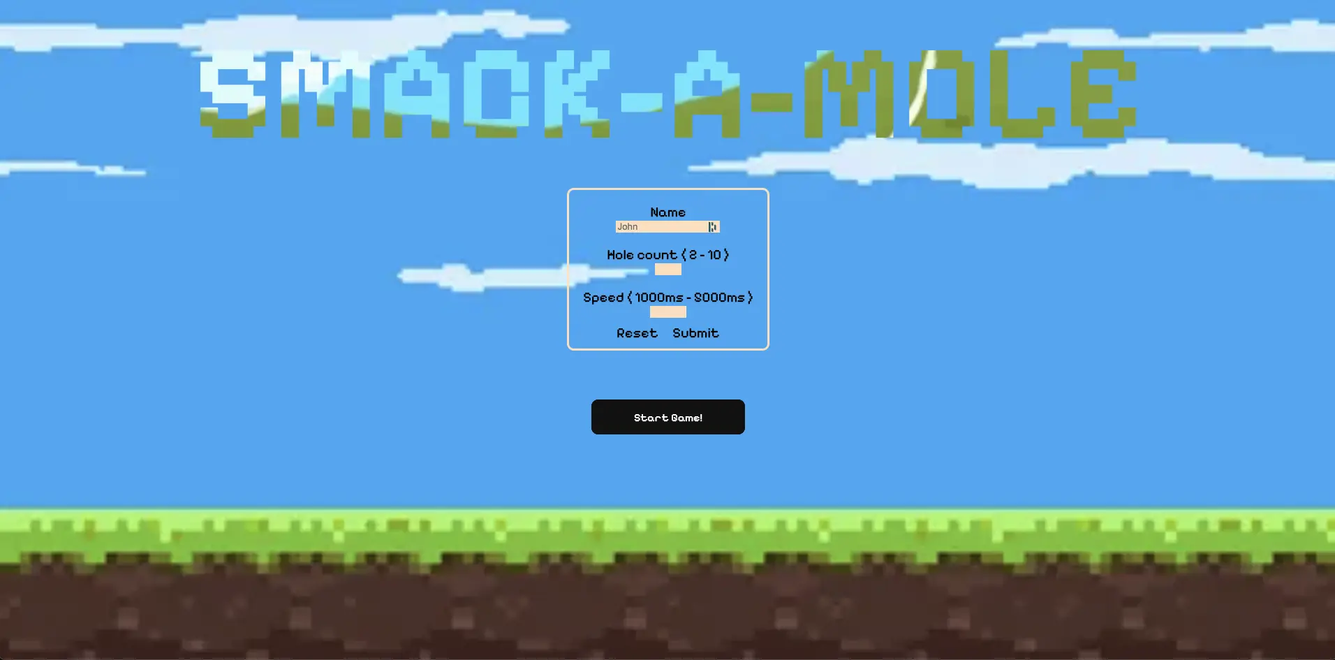 Whack a Mole game